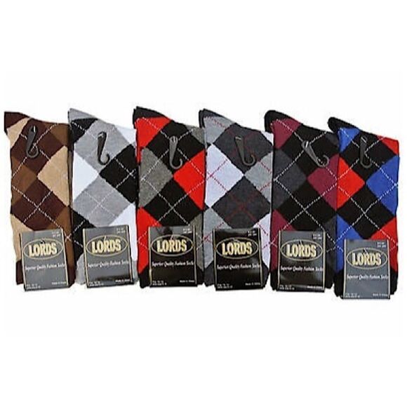 Men Lords Argyle Diamond Multi Color Dress Socks (3 pairs) - Picture 4 of 15